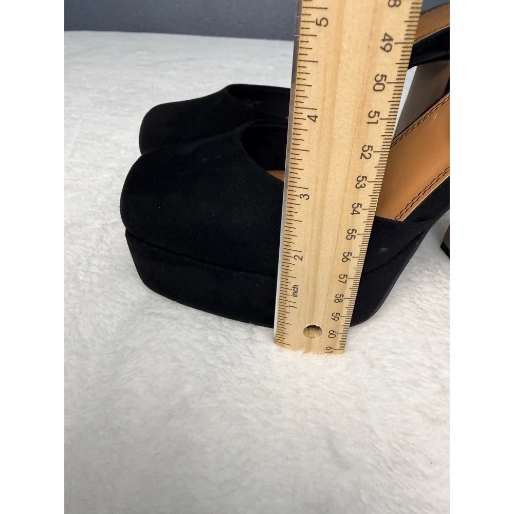 ASOS Design Black Platform Block Closed Toe Heels  US 7 Adjustable Strap